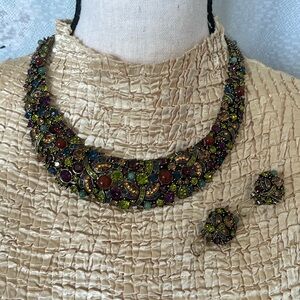 Heidi Daus Vintage Fantasy in Flight Dragonfly Collar Necklace and Earring Set